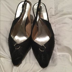 Gucci Black Satin w/Cut Velvet w-Rhinestone Clasp